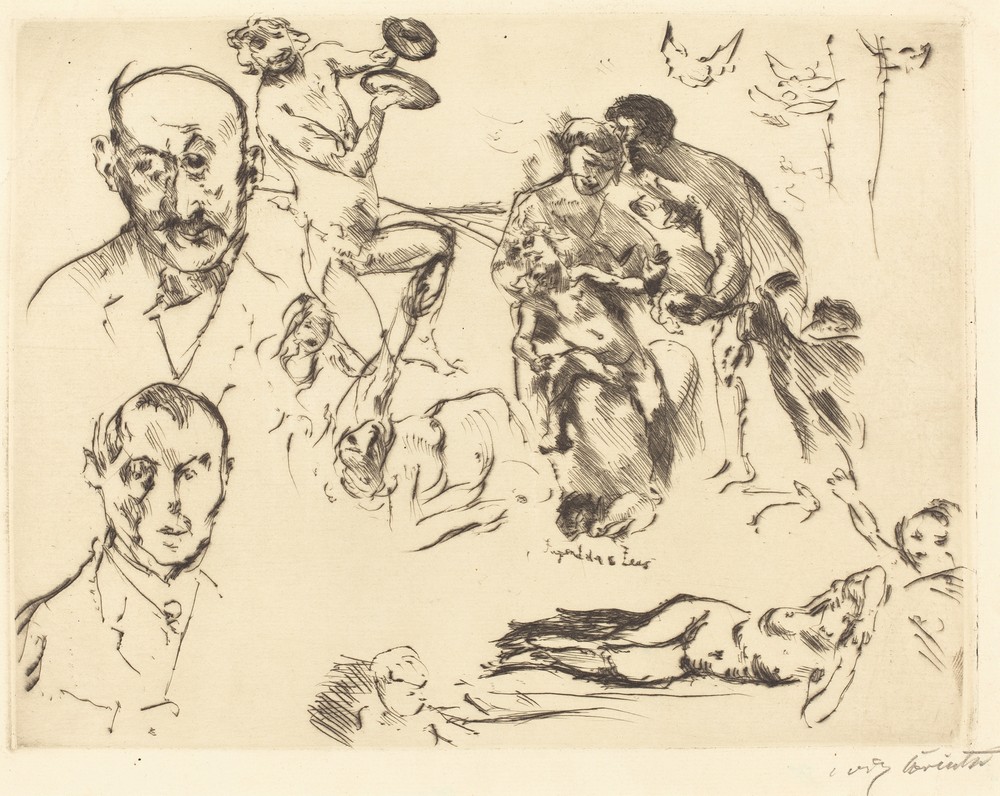Plate of Sketches, including one of Max Liebermann (c. 1915)