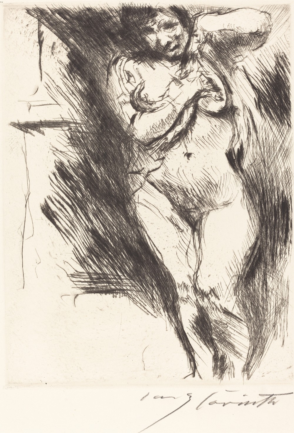 Woman Undressing (Akt mit hochgehobenem Hemd)