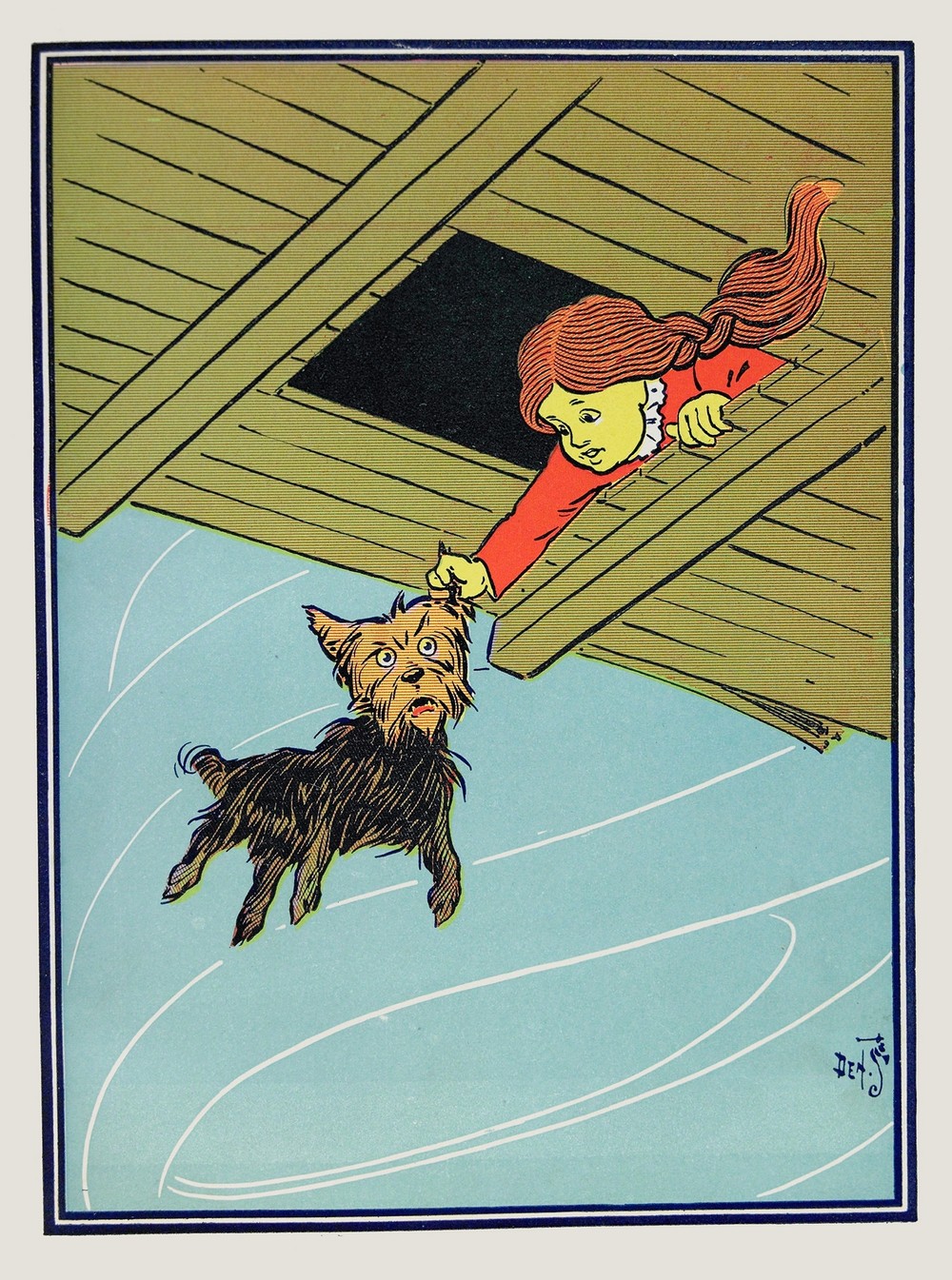 She caught Toto by the ear