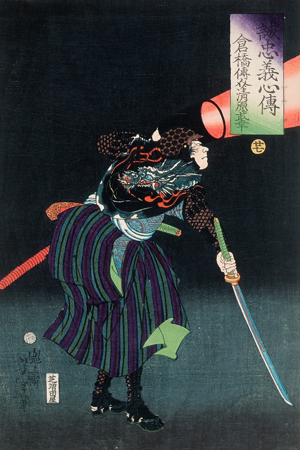 Kurahashi Densuke Kiyohara no Takeyuki Holding a Lantern