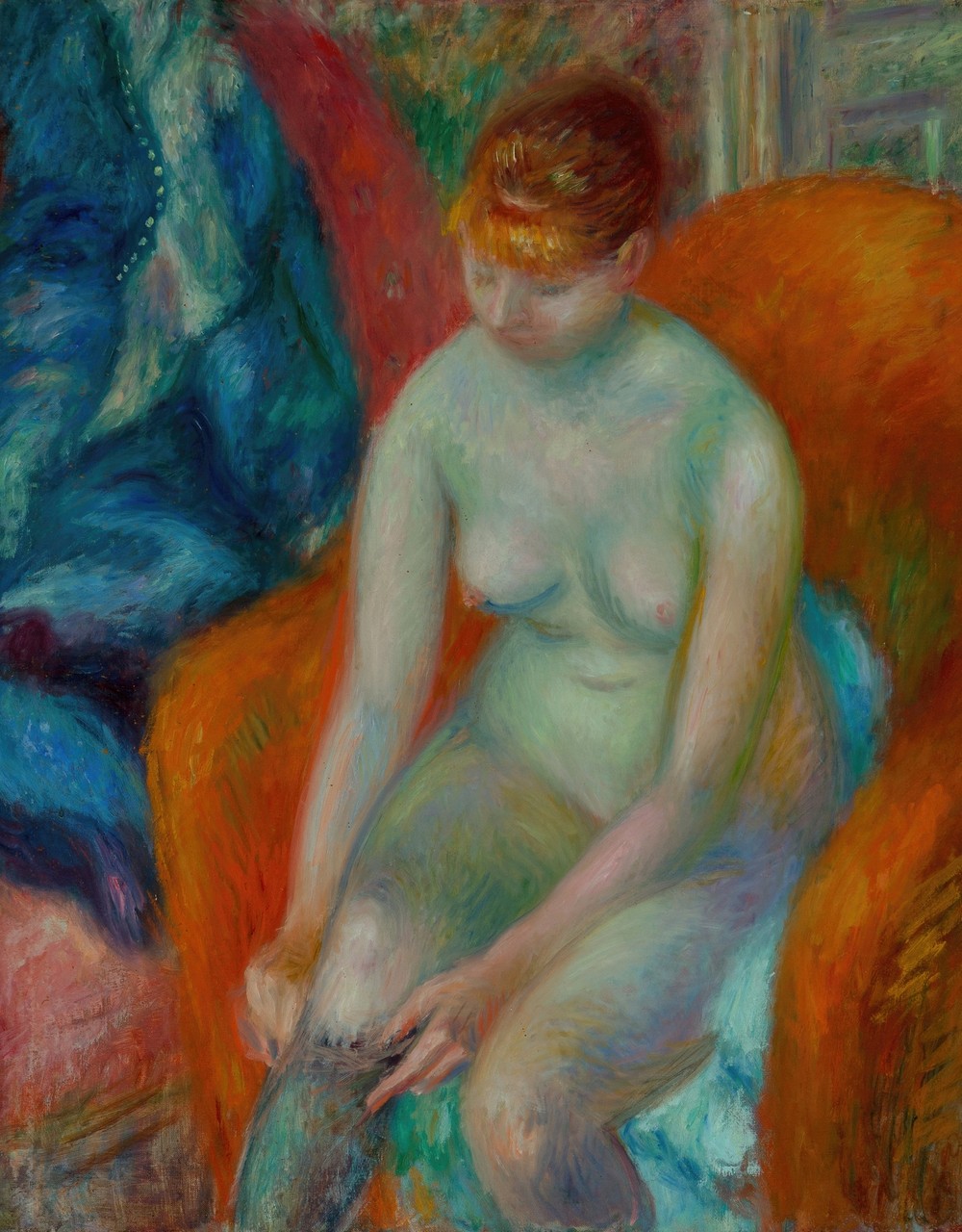 Nude Pulling On Stocking (Nude With Red Hair) (circa 1925)