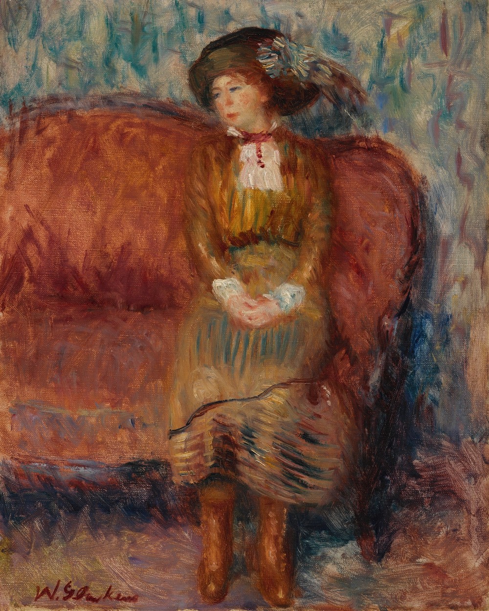 Woman Seated on Red Sofa (c. 1912–1913)