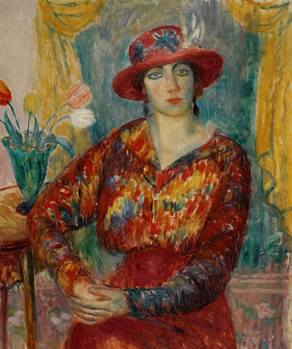 Woman in Red Blouse with Tulips (c. 1913–1914)