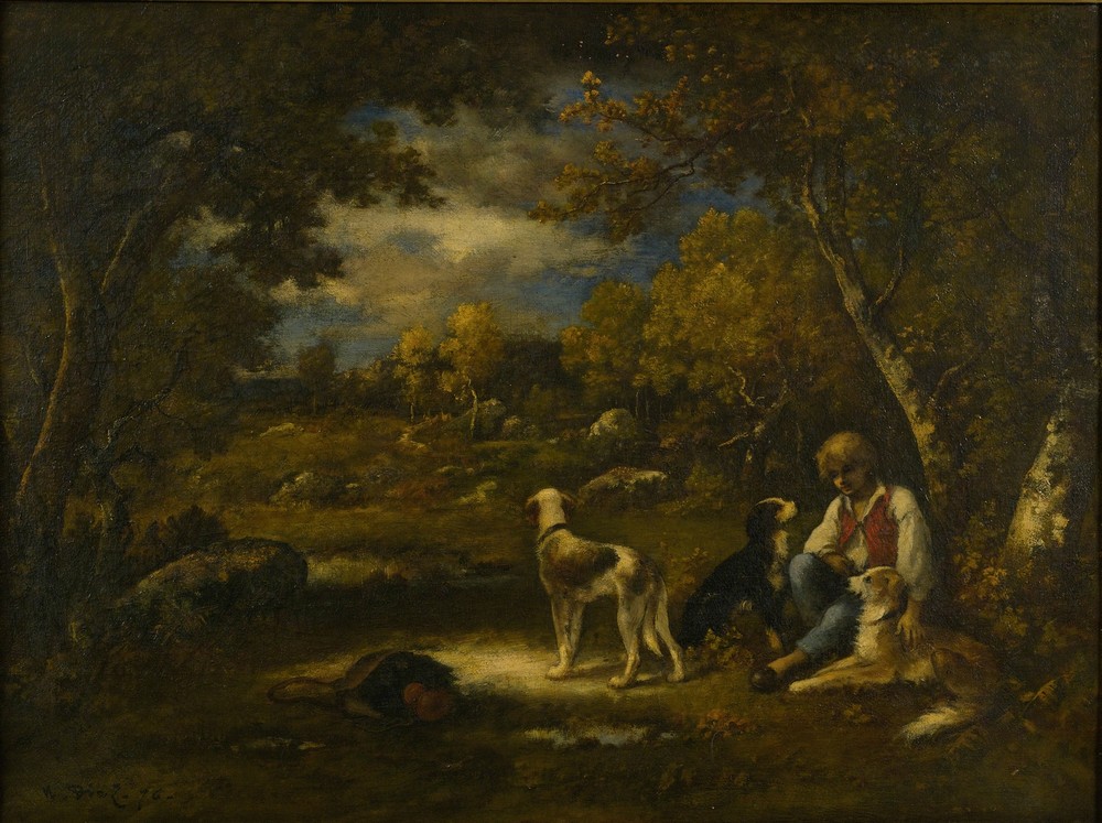 Boy With His Dogs In A Wood (76)