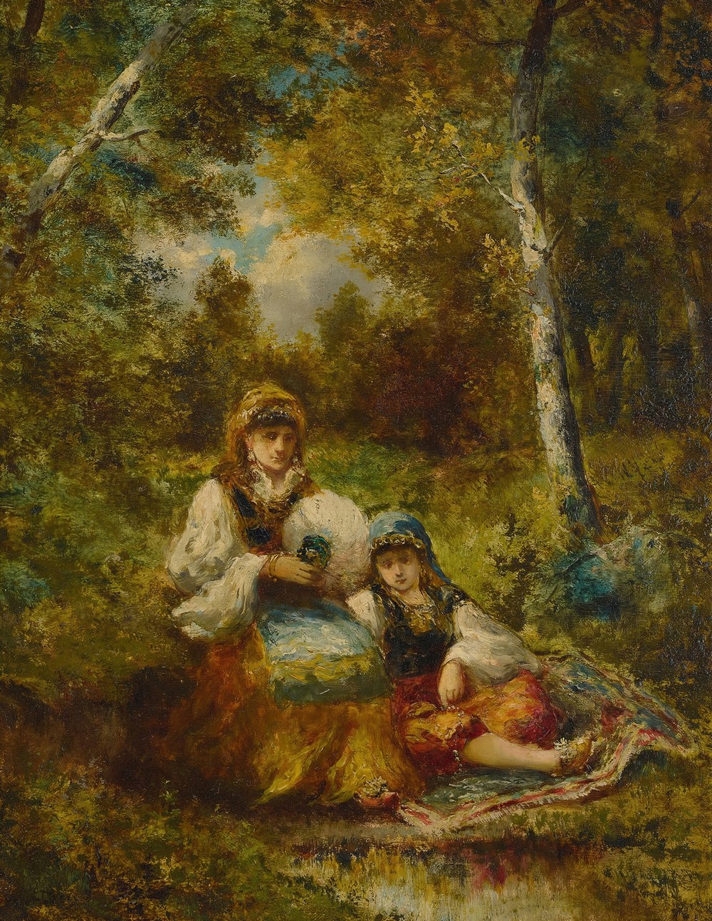 Repos de bohémiennes en forêt (esquisse)