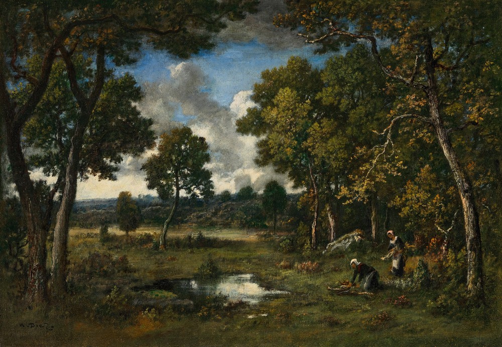 La bas d’apremont, deux bûcheronnes près de deux mares (circa 1850)