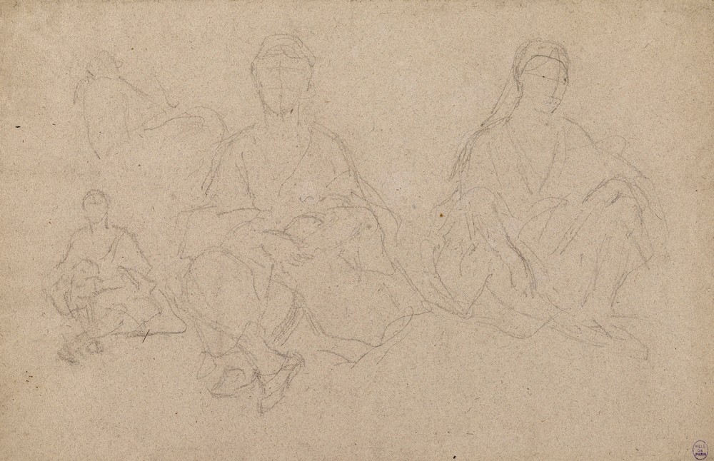 Esquisse pour quatre personnages drapés