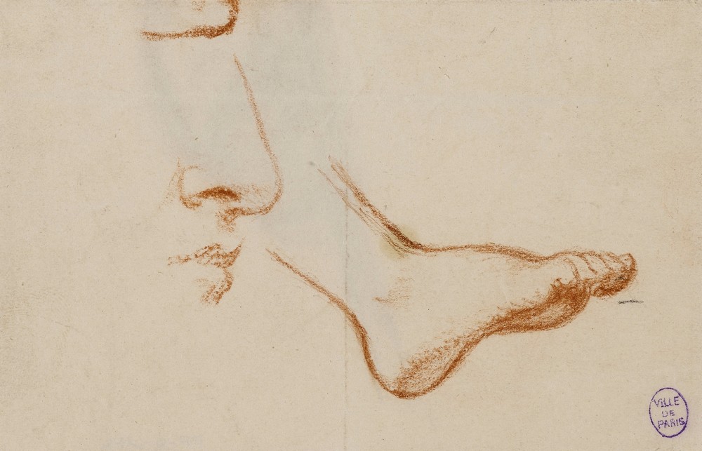 Etude d’un pied droit, et du profil d’un nez et d’une bouche