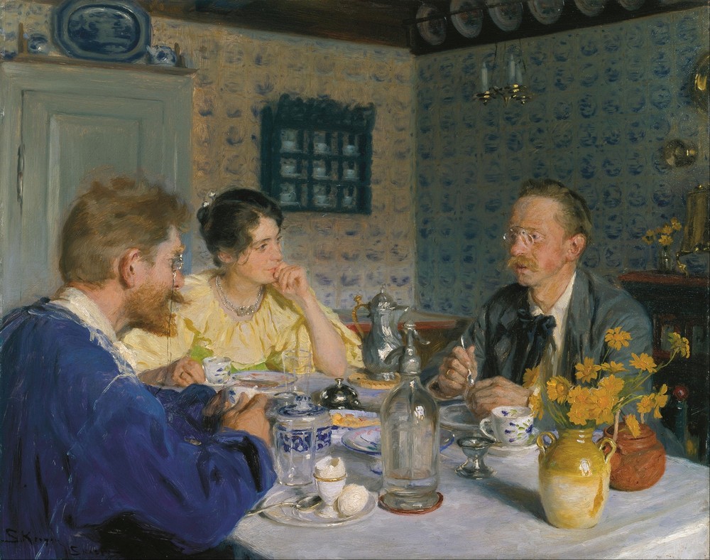 A breakfast. The artist, his wife and the writer Otto Benzon