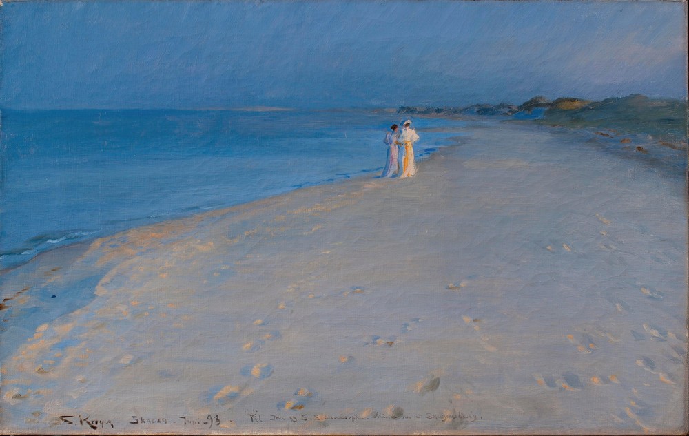 Summer evening at the South beach, Skagen. Anna Ancher and Marie Krøyer (study)