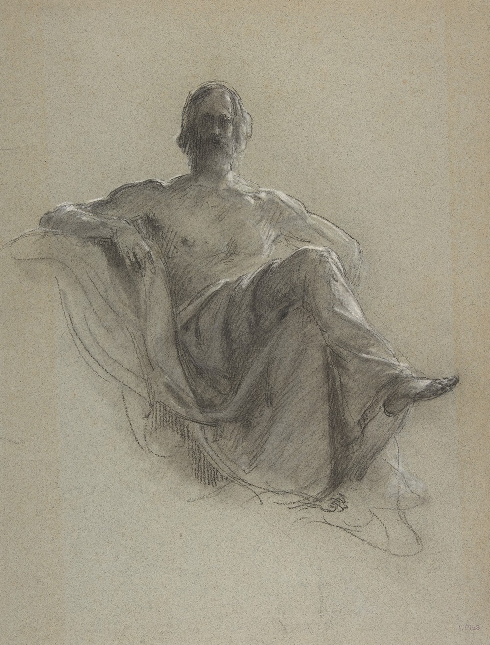 Seated Bearded Man, Nude to the Waist (Jupiter Seated) (19th century)