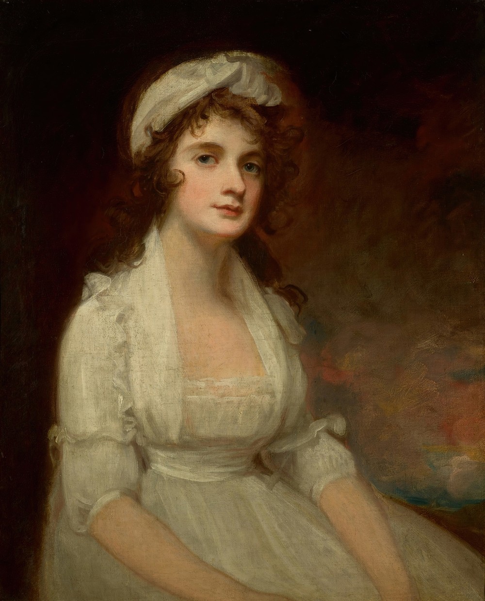 Portrait Of Miss Elizabeth Tighe (1774 -1857), Half-Length, Wearing A White Dress