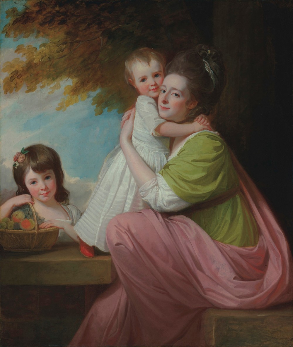 Group portrait of Dorothy Stables (1753-1832), with her daughters, Harriet (1774-1827) and Maria (1775-1821), in a wooded landscape
