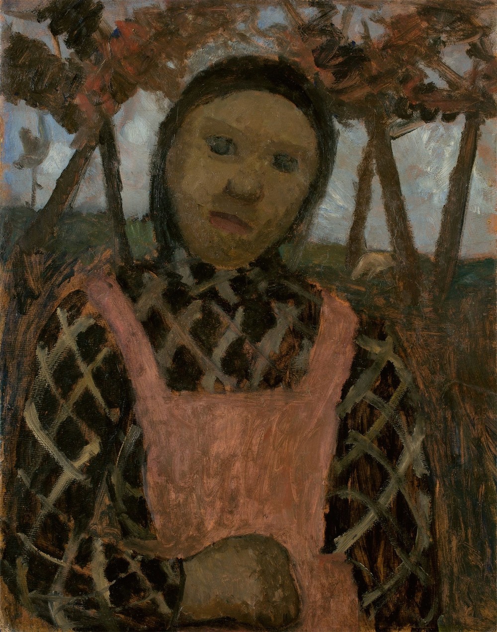 Girl in dusk with plaid blouse (circa 1904)