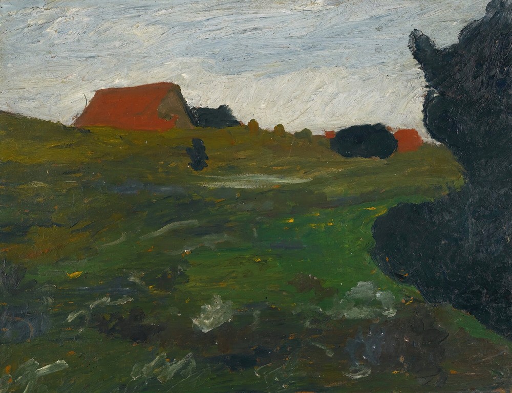 Landschaft Mit Busch Und Roten Häusern (Landscape With Shrubs And Red Houses)
