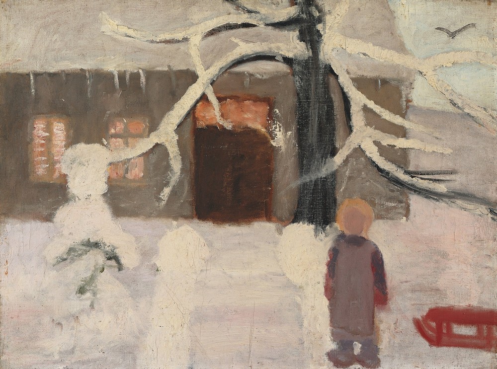 Boy in the snow (circa 1905)