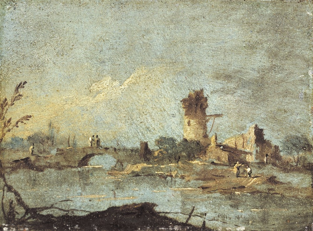 Caprice rustique, avec pont et tour en ruine (18th century)