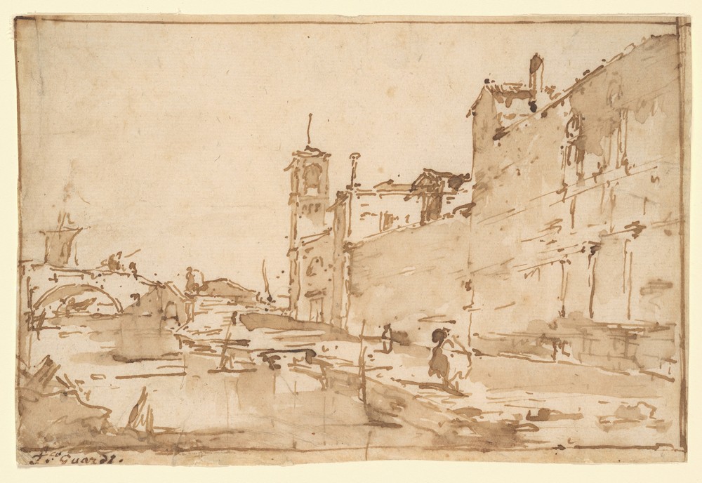 A Venetian Capriccio; A Rio Leading to a Bridge (ca. 1780–85)