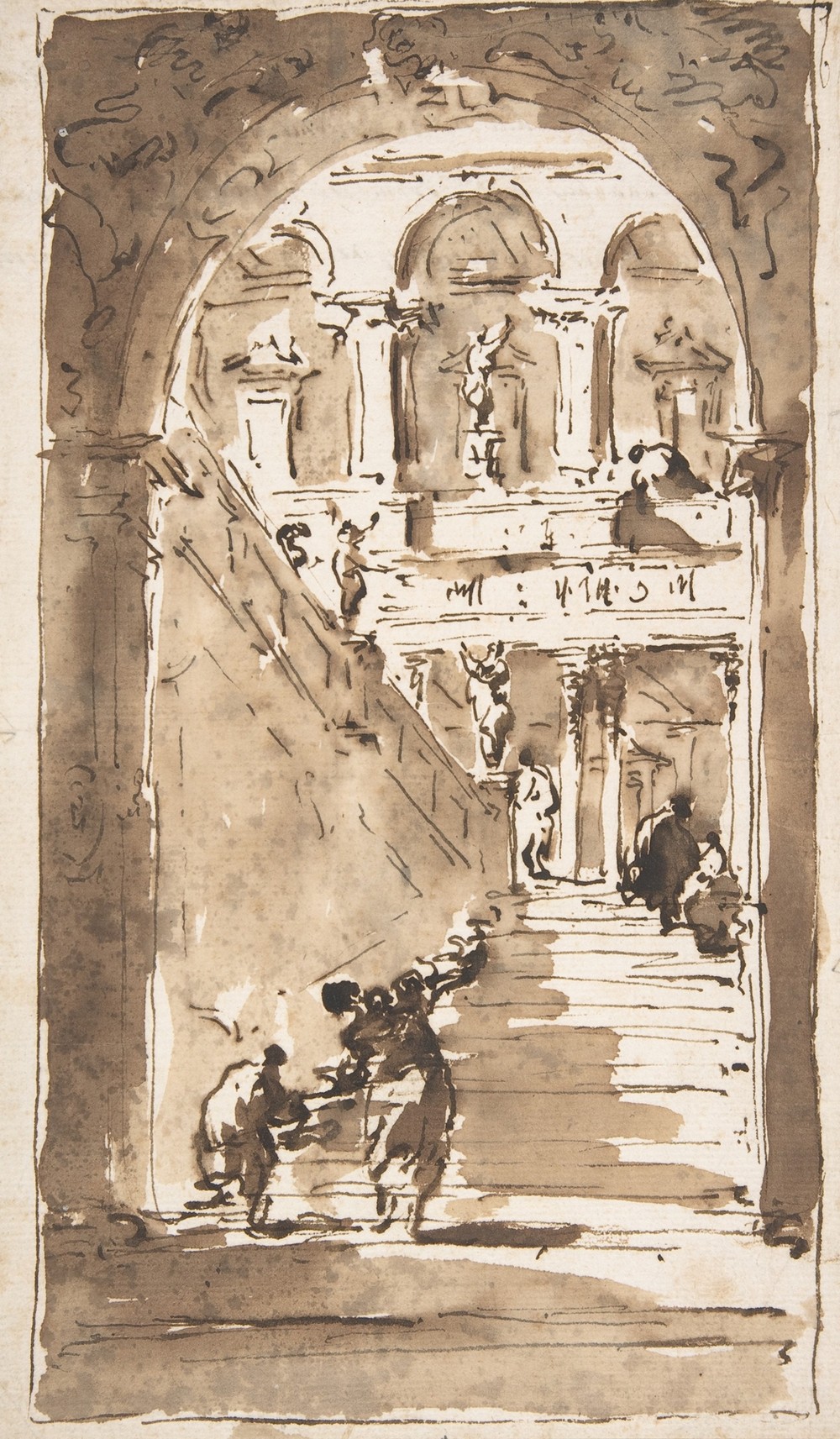 Architectural Fantasy; Figures on a Grand Staircase (1712–93)