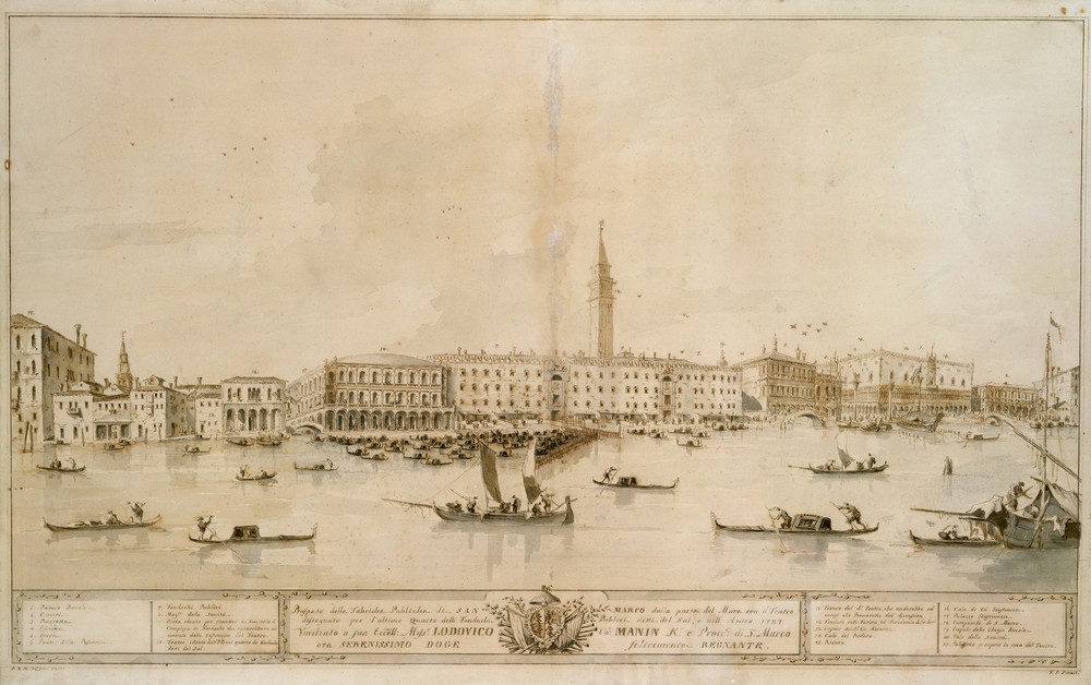 Panorama of Venice from the Bacino di San Marco, Including the Project for the Proposed Teatro Manin (ca. 1788–93)