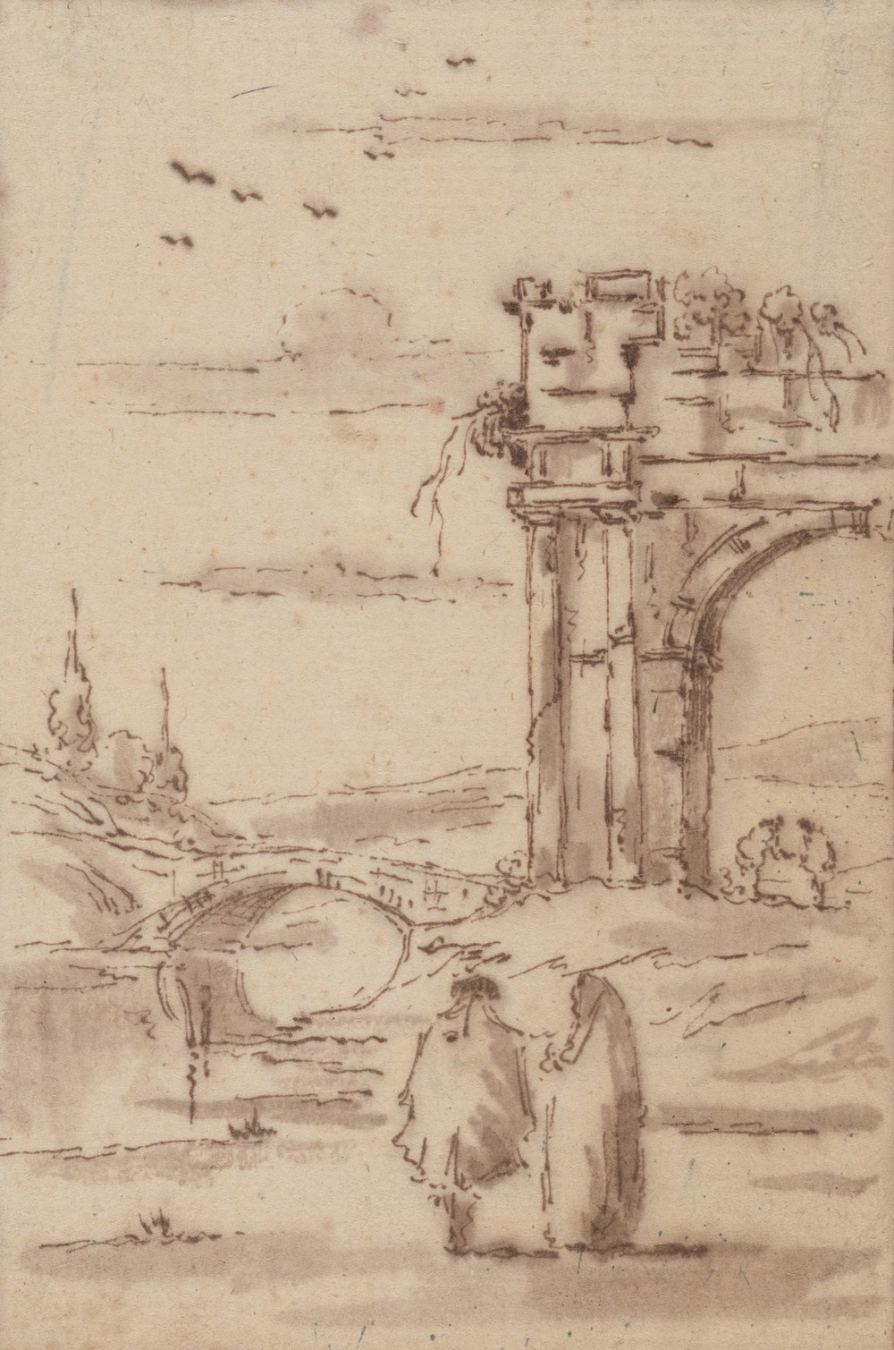 Two Figures in a Landscape with Ruins (mid-18th century)