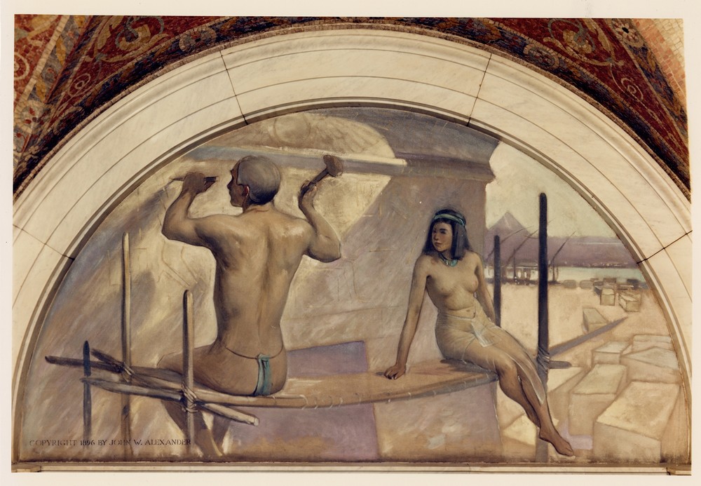 Egyptian hieroglyphics mural in Evolution of the Book series