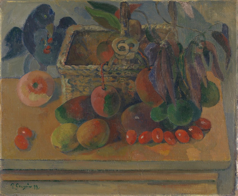Still life with basket and fruits