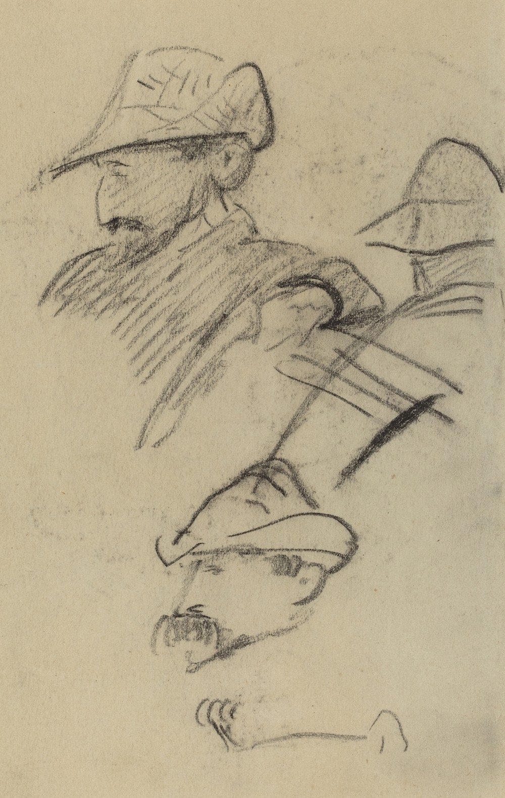Three Studies of a Man Wearing a Hat (recto)