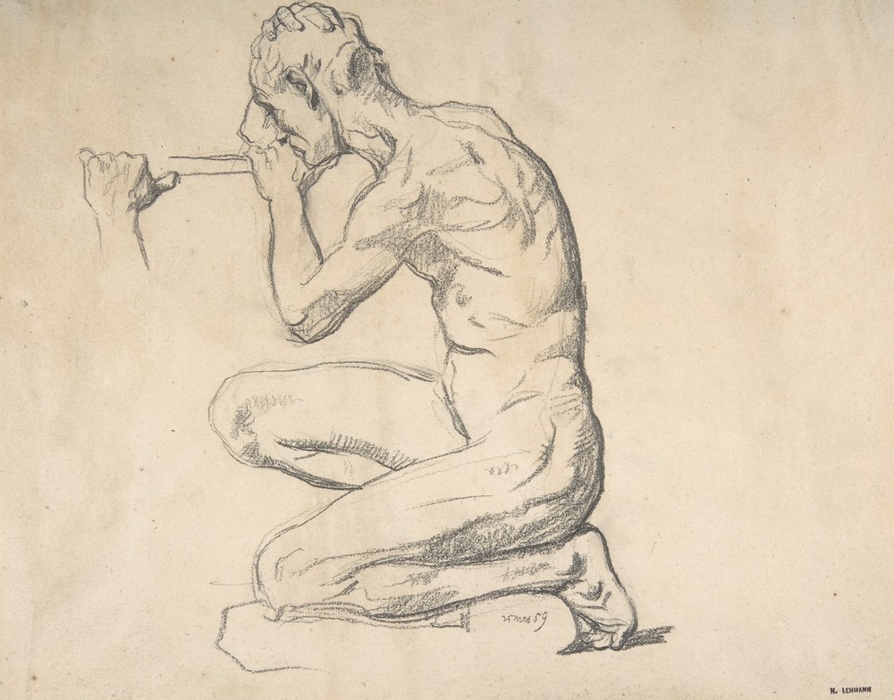 Kneeling Nude Male Figure, Facing Left