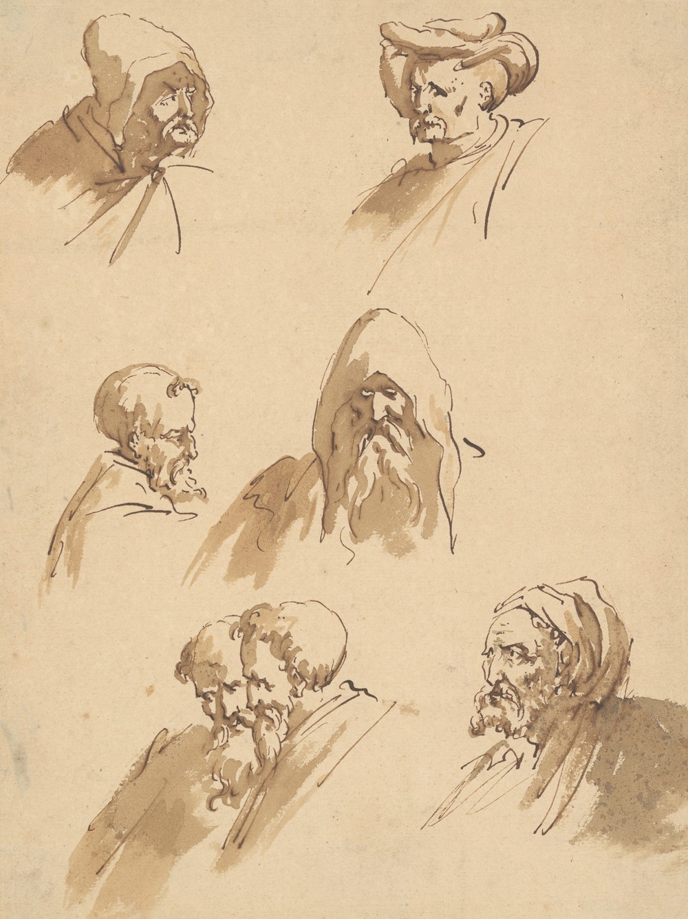 Seven Male Heads (late 17th–mid-18th century)