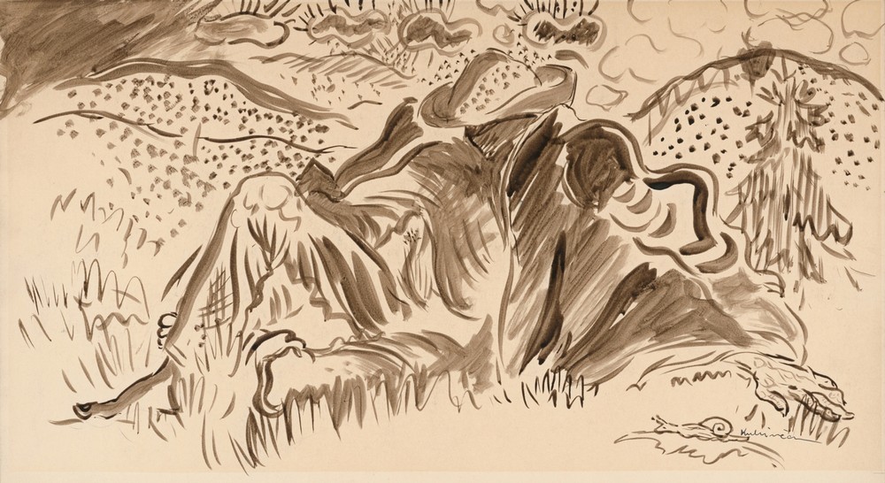 Resting man in the forest