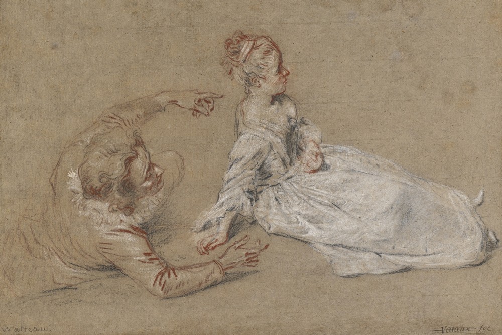 A Man Reclining and a Woman Seated on the Ground (c. 1716)