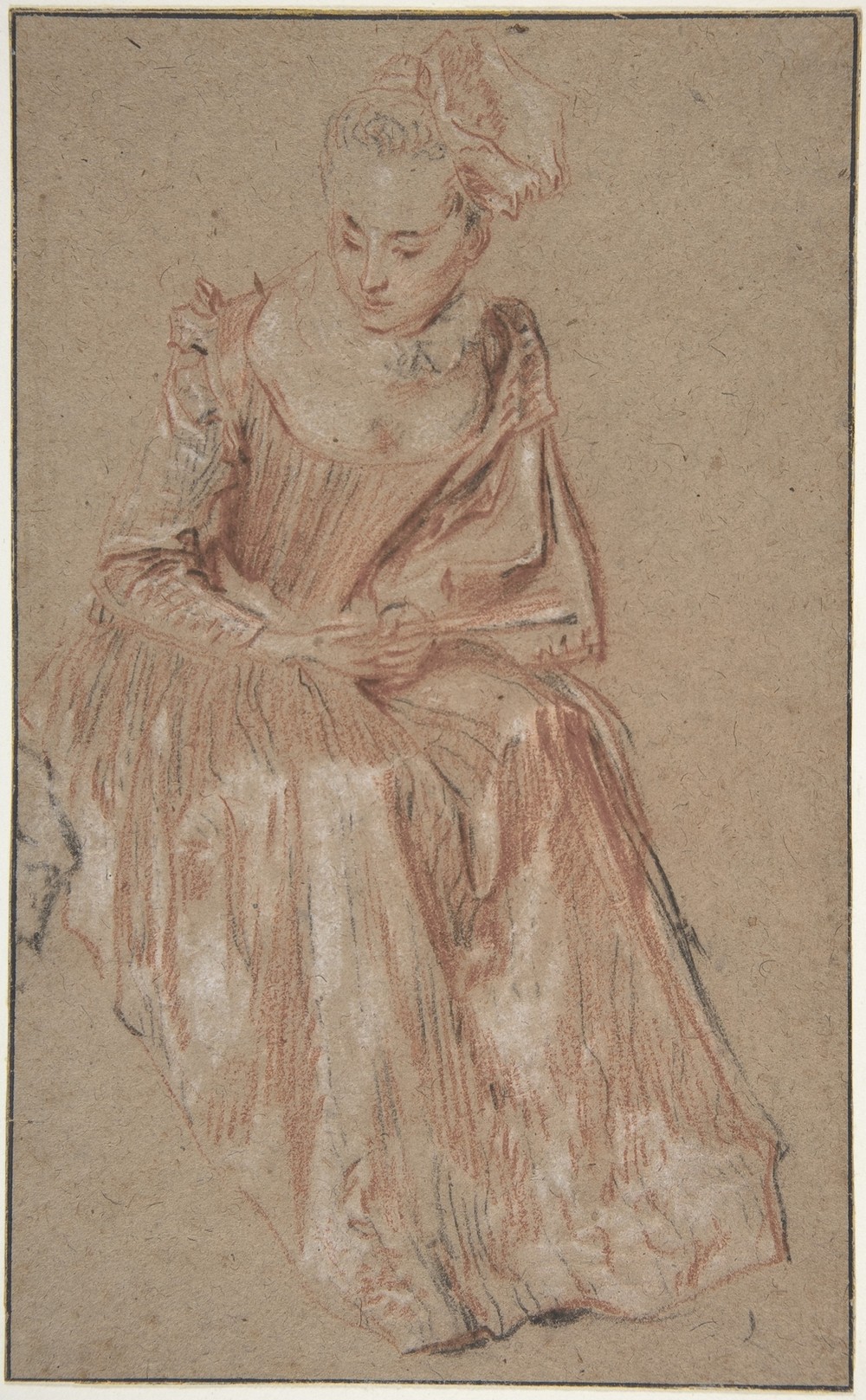 Seated Woman Holding a Fan (ca. 1717)