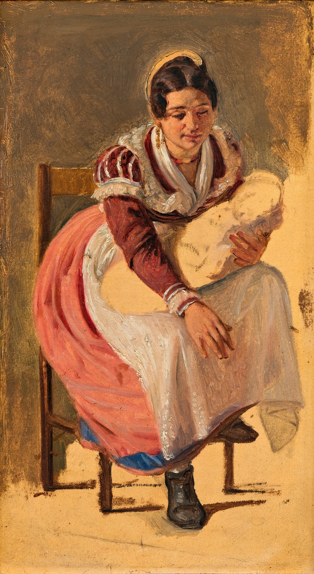 Roman woman with a child. Study for The St. Anthony Feast Day in Rome (c. 1838)