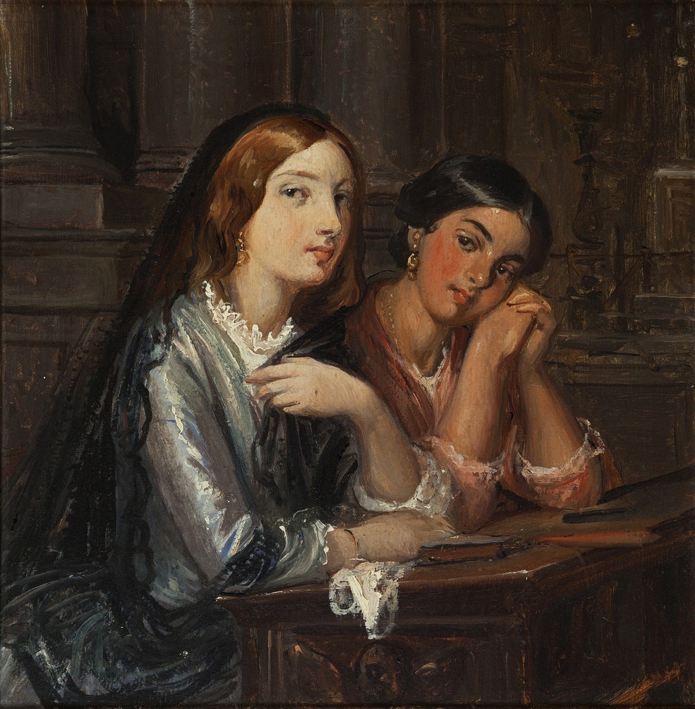 Venetian women in a church (outline for a painting with the same title, 1854) (ca. 1853)