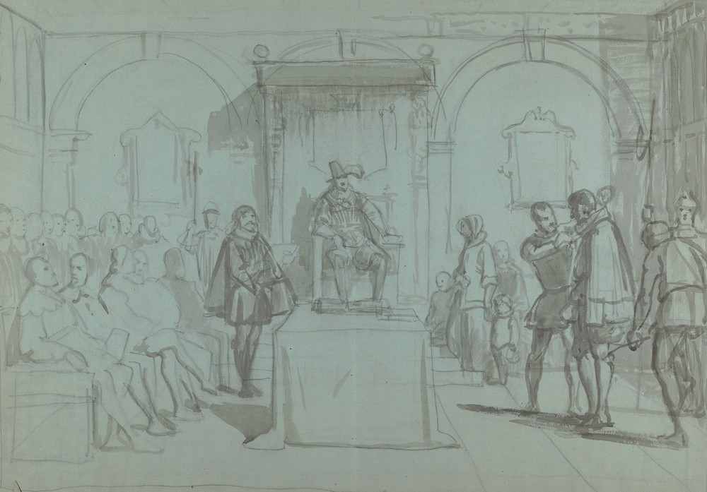 King Christian IV of Denmark Judging Christoffer Rosenkrantz (ca. 1865)