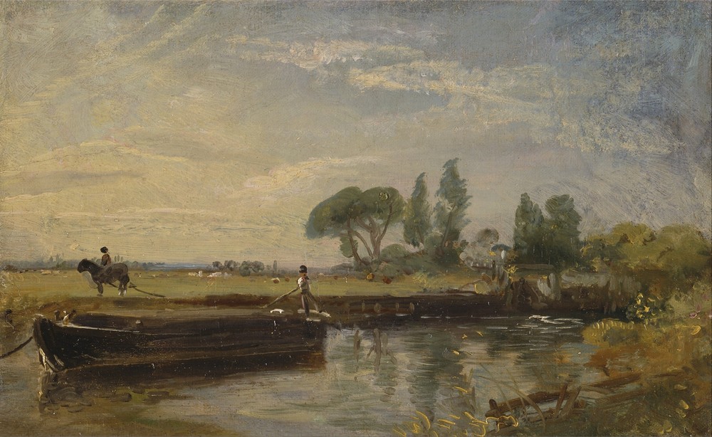 Barge below Flatford Lock (ca. 1810)