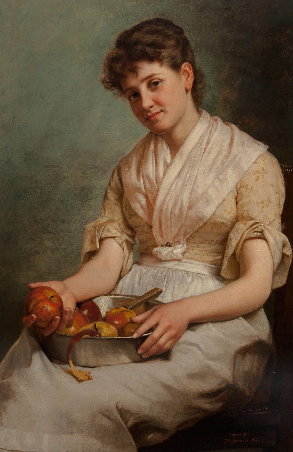 Girl Peeling Apples (circa 1890)