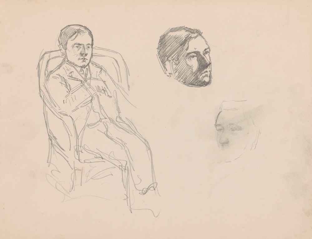 Seated Man and two Heads