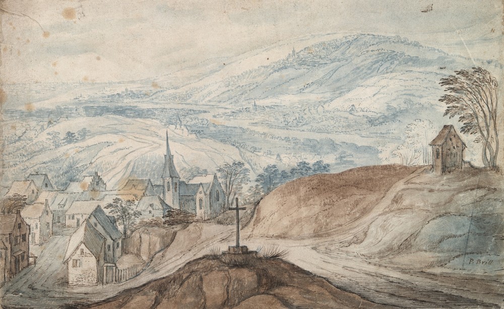 Landscape with Village near Crossroads and Distant View (17th century)