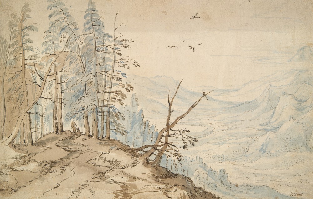 View in a Valley from the Edge of a Mountain Road (17th century)