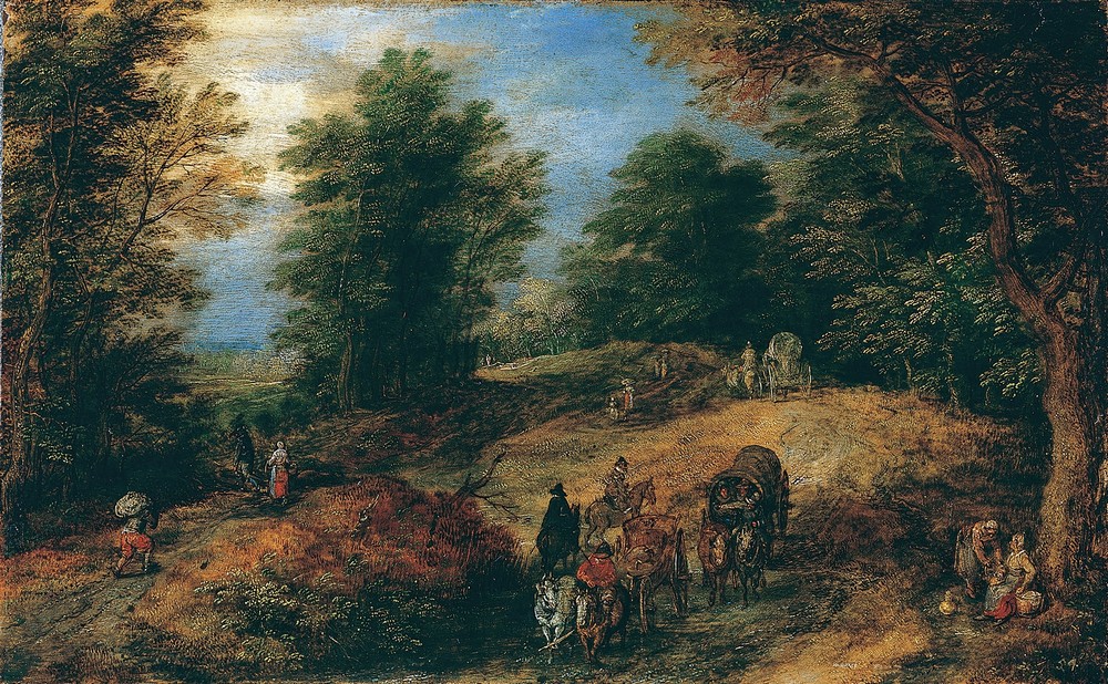 Landscape with Travelers on a Woodland Path (ca. 1607)