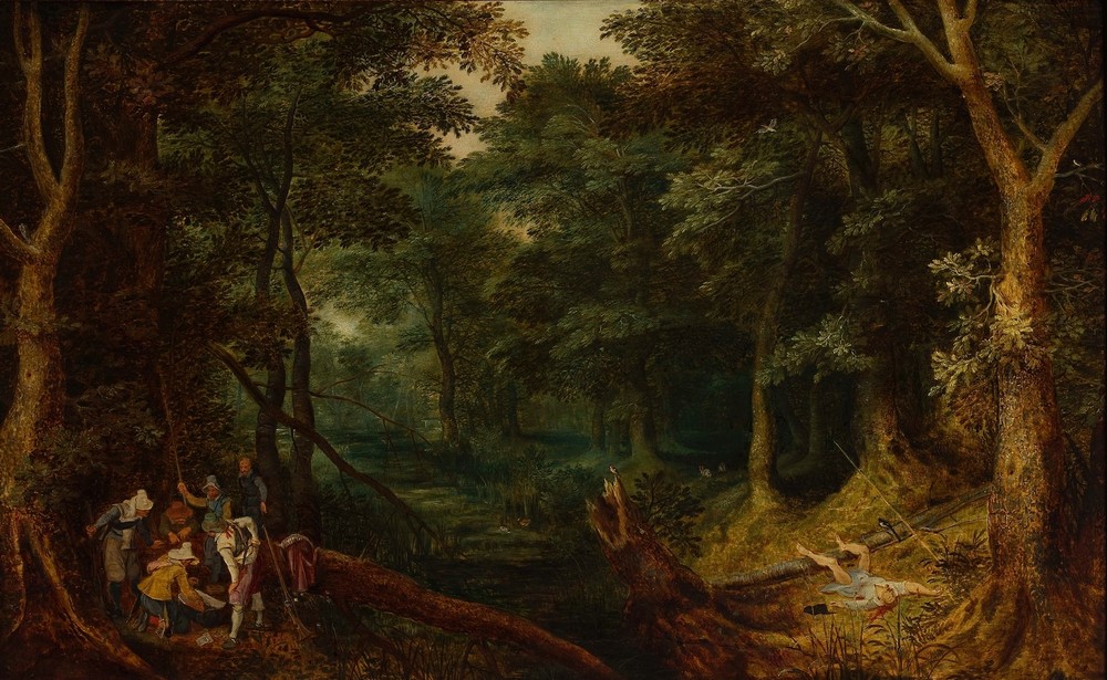 Landscape with robbers dividing the loot (c. 1605)