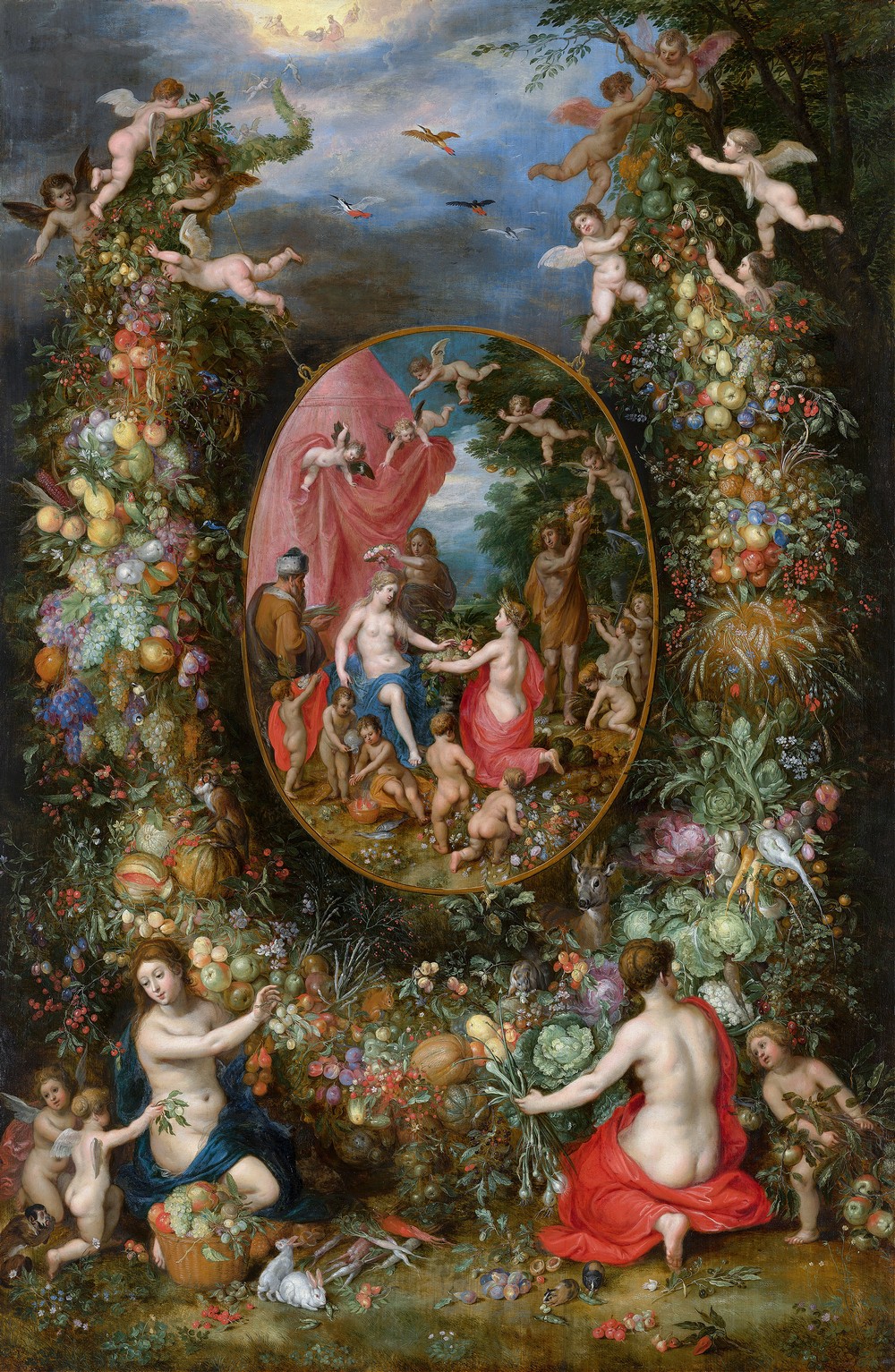Garland of Fruit Surrounding a Depiction of Cybele Receiving Gifts From Personifications of The Four Seasons (C. 1620 - 1622)