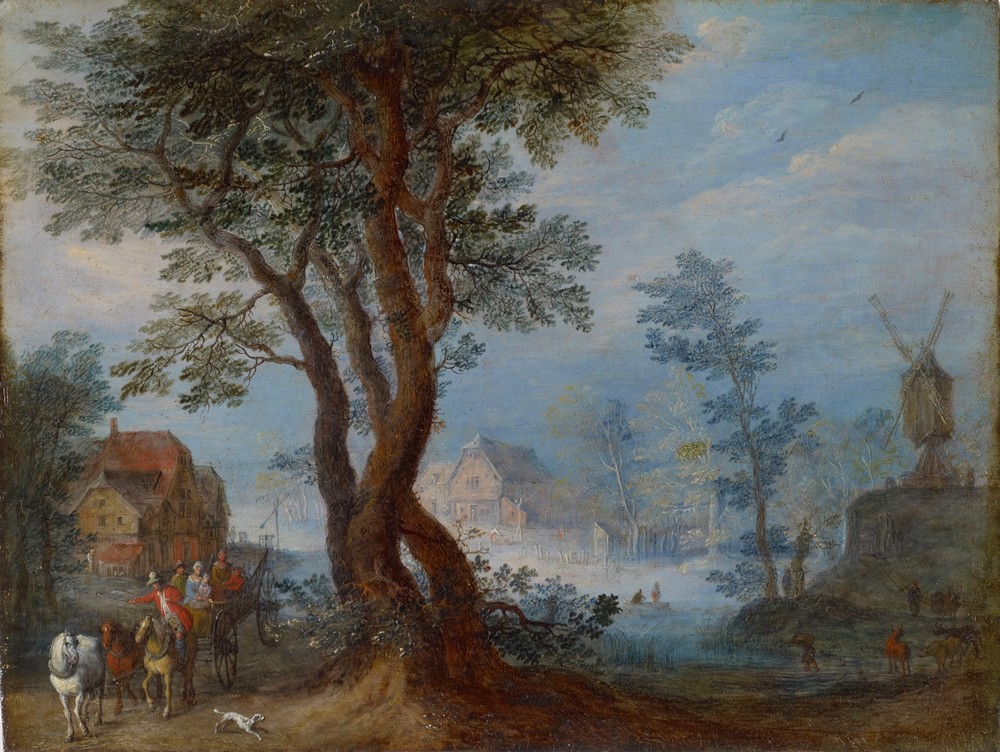 Village Landscape with Staffage Figures