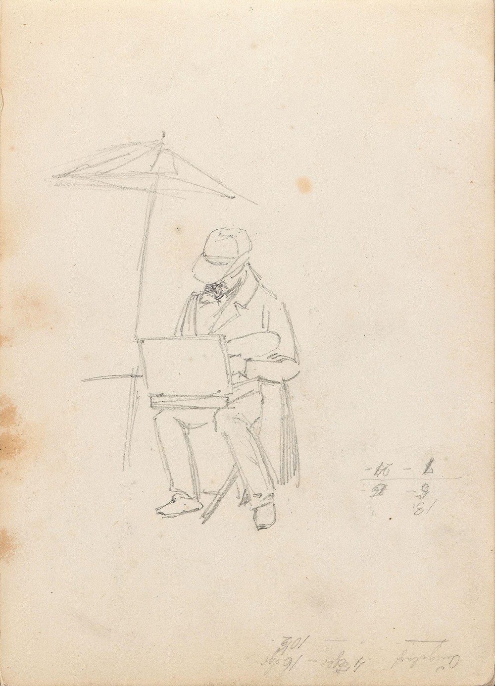 Artist under parasol (Probably 1838 or 1839)