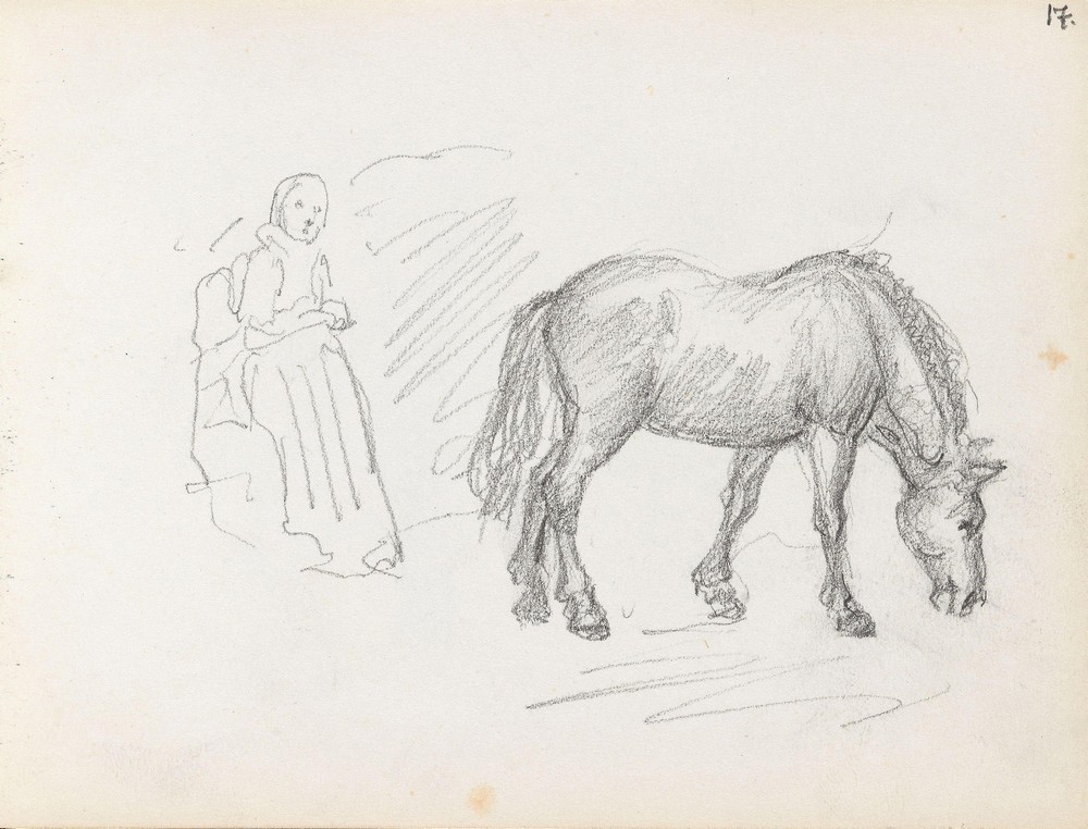 Female figure and horse (between 1865 and 1872)