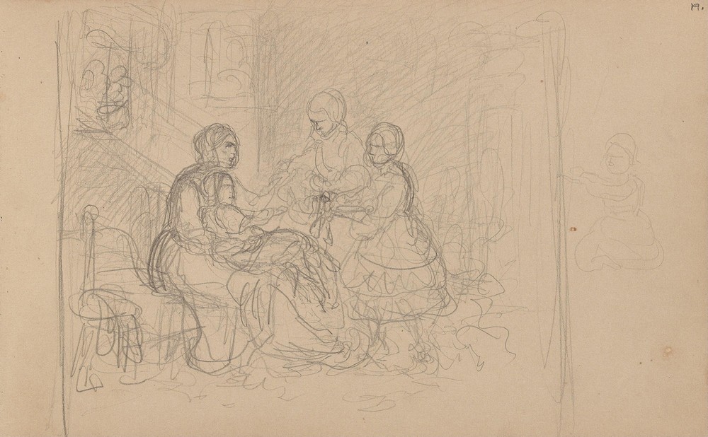 Figurscene i interiør (between 1855 - 1857)