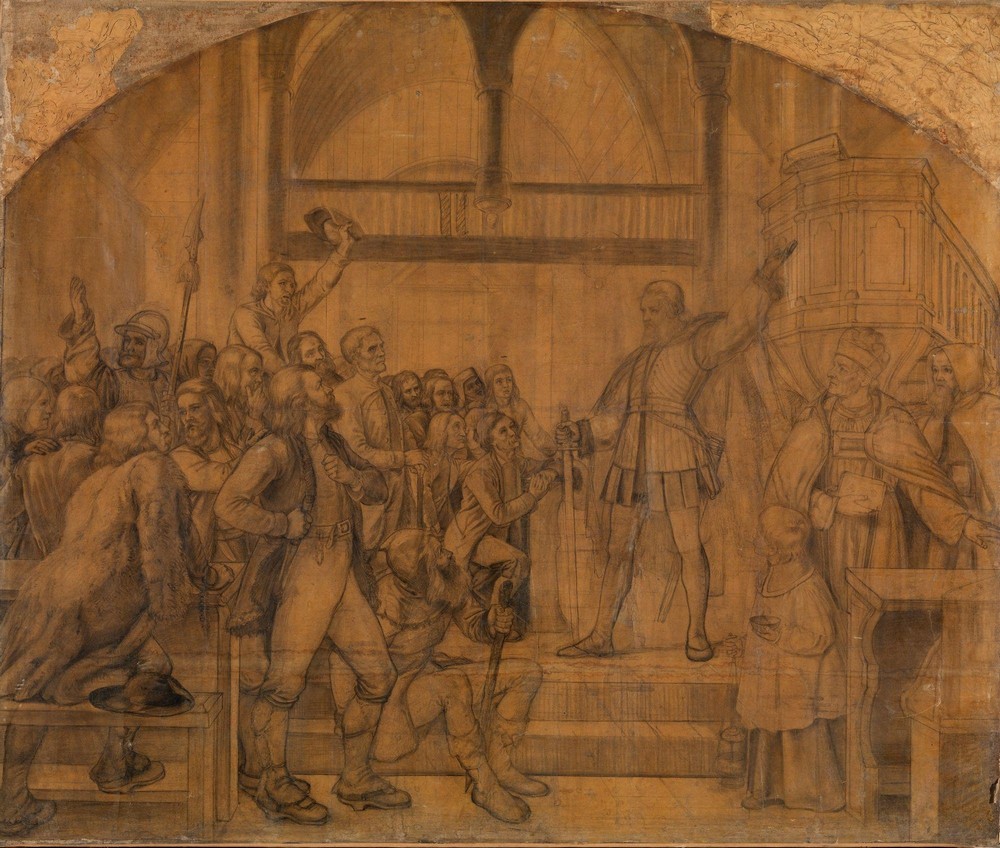 Gustav Vasa taler til Dalalmuen i Mora kirke