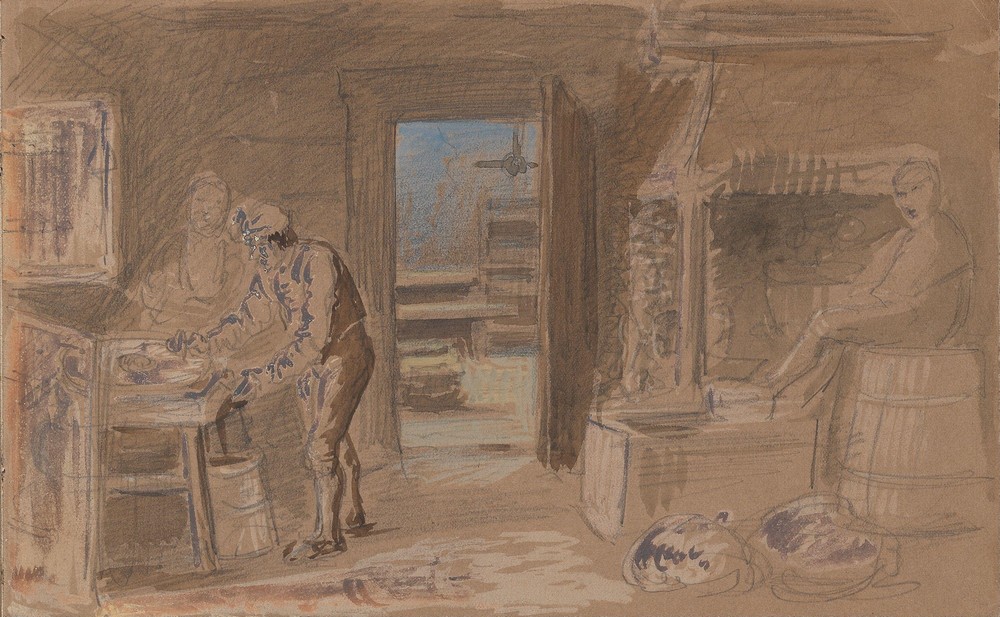 Kitchen interior with figures (between 1855 and 1857)